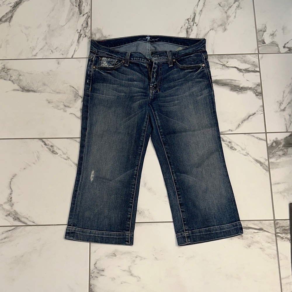 7 For All Mankind Dark Blue Cropped Jeans